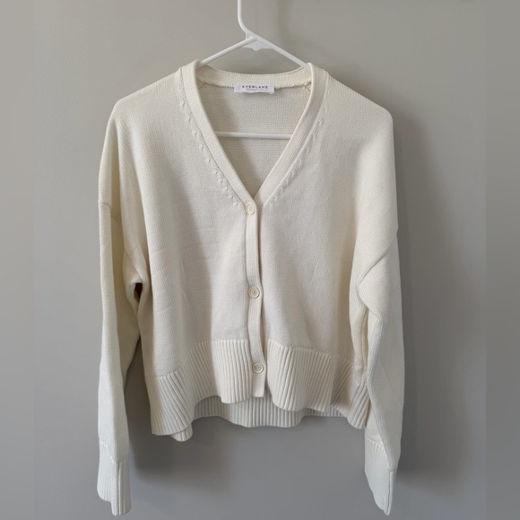 Everlane Sweaters - Everlane Boxy Cardigan Women’s Size Large Off White Cream Button Cotton